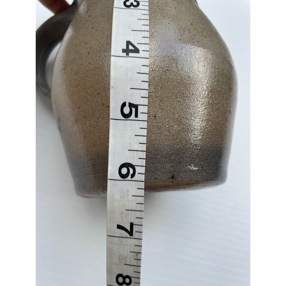 Salt Glazed Stoneware Small Pitcher Creamer Blue Cobalt Heart Country Farmhouse - Picture 11 of 11